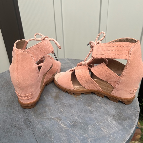 Sorel - Joaine Lace Peach Salmon Suede Wedges 7.5 - Picture 6 of 9